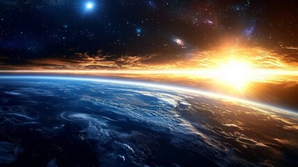 Wall Mural - Mesmerizing Galaxy Over Planet Earth During Dawn
