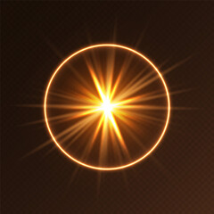 Wall Mural - sunlight flare, glowing shiny sparkle, lens flare effect, bright glimmering glare. vector illustrati