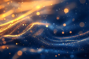 Wall Mural - blue and golden light representing cloud technology in digital data motion