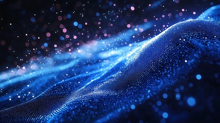 Wall Mural - cloud computing with digital data flow and abstract glowing blue light