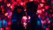 © Render Republic - A couple in love surrounded by hearts. Use for Valentine's Day, romance and personal themes.