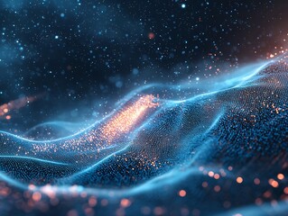 Wall Mural - digital data flowing through holographic web with cloud icon and glowing code