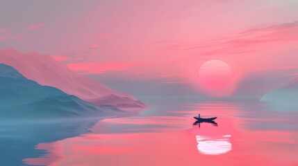 Wall Mural - Serene sunset over tranquil waters