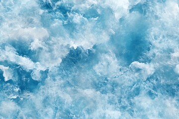 Wall Mural - abstract blue background with a pattern of ice cubes and white clouds