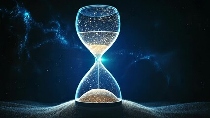 Wall Mural - hourglass glowing in a cosmic backdrop symbolizing time and its passage