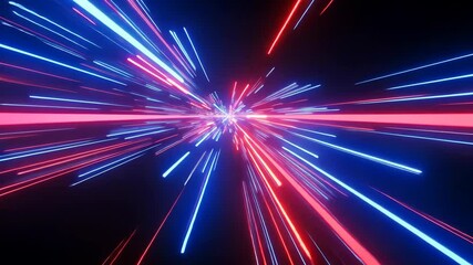 Wall Mural - colorful light streaks create a dynamic energy burst against a dark background during a digital art 