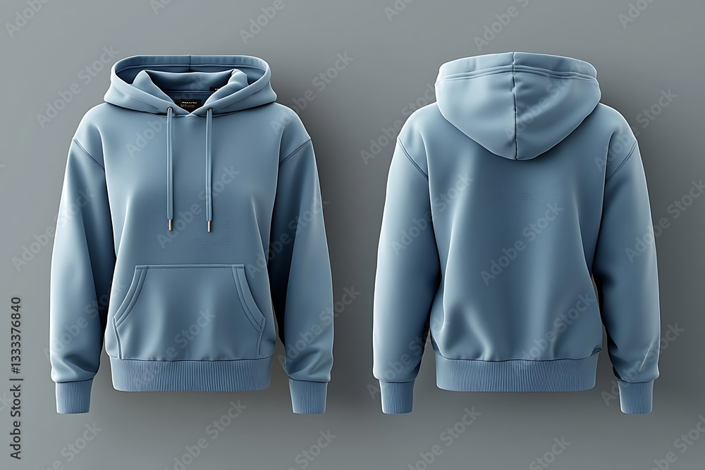 Dusty Blue Hoodie Mockup for Front & Back. Stock Photo | Adobe Stock