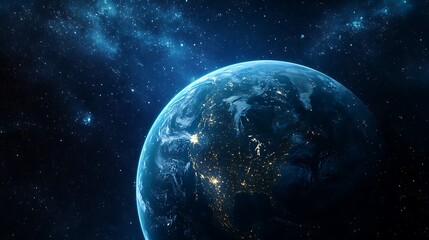 Wall Mural - thunderous energy of earth in a fantasy galaxy space environment captured from a cosmic viewpoint