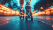 © nur - Dynamic Close-Up of Roller Skating with Motion Blur in Urban Setting