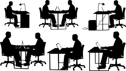 business man working on his computer - vector
