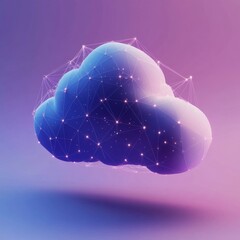 Wall Mural - floating 3d digital cloud icon with interconnected elements