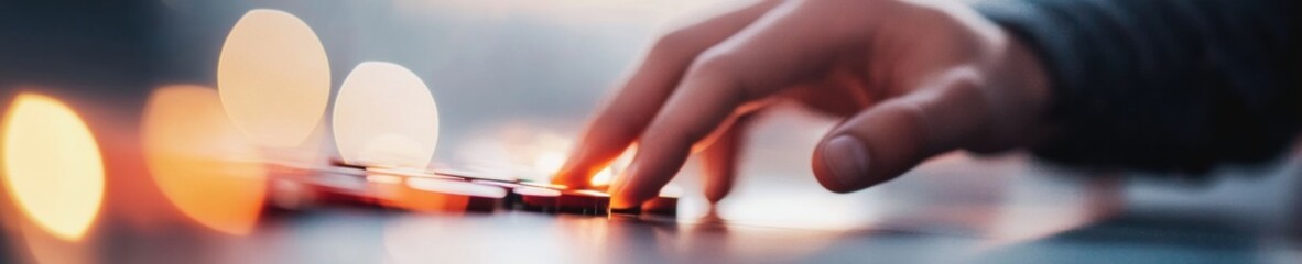 Leinwandbilder - Digital Minimalism Unveiled Immersive Screen Interaction with Soft Bokeh Lighting - Cutting-Edge Productivity and Mindful Tech Engagement for Modern Professionals