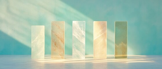 Poster - Minimalist Financial Data Visualization Translucent Investment Performance Bars Revealing Strategic Wealth Progression in Soft Pastel Architectural