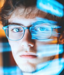 Leinwandbilder - Immersive Digital Literacy Gen Z Learner Navigating Holographic Interfaces - Future-Ready Education and Augmented Learning Experience