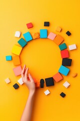 Leinwandbilder - Vibrant Digital Workflow Visualization Creative Process Mapping with Geometric Color Blocks - Innovative UX Design and Strategic Content Organization Methodology