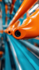 Fototapete - Hyper-Precise Industrial Innovation Next-Gen Robotic Engineering with Vibrant Orange Automation Technology - Cutting-Edge Manufacturing Performance Visualization