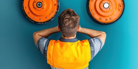 Aufkleber - Industrial Resilience Visualization AI-Powered Operations Expert in High-Vis Safety Vest Monitoring Complex Manufacturing Systems with Precision and Technological Innovation