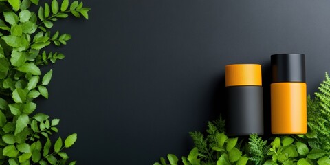 Poster - Minimalist Wellness Branding Eco-Conscious Skincare Packaging in Earthy Tones with Biophilic Green Foliage - Modern Sustainable Beauty Marketing Aesthetic