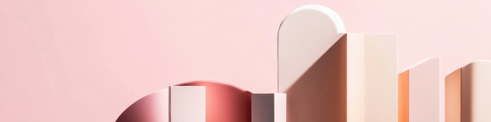 Poster - Minimalist Geometric Abstract Soft Pastel Color Block Design Exploring Contemporary Architectural Form, Premium Digital Marketing Visual Trend