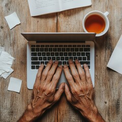 Aufkleber - Mindful Digital Learning Multigenerational E-Study Workspace with Warm Aesthetic - Lifelong Education and Remote Work Inspiration for Creative Professionals