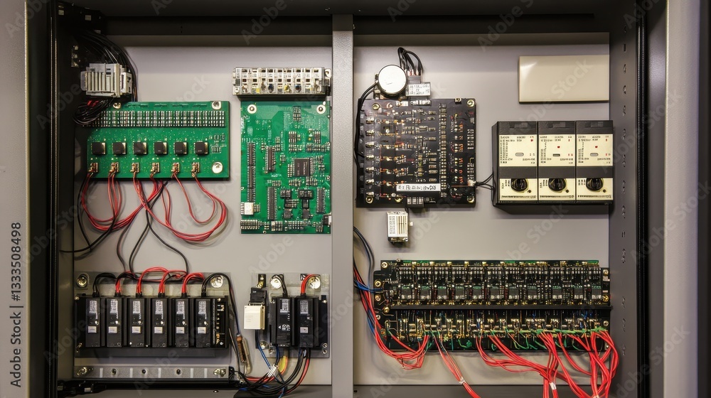 Detailed look at industrial control cabinet components, including ...