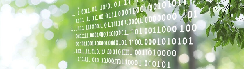 Green nature binary code data technology digital spring bokeh background