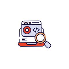 Web Development Research icon design with white background stock illustration