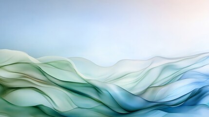 Wall Mural - Abstract flowing pastel blue and green shapes