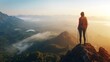 © ARTEMISIA - Woman Backpacker Views Sunrise Mountain Landscape