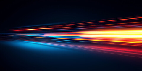 Wall Mural - colorful gradient speed motion light blur effect on black background,vibrant speed line for design b