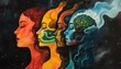 © sarinrat - Layered human profiles with a brain illustration, visually showcasing the mental and emotional complexity of bipolar disorder