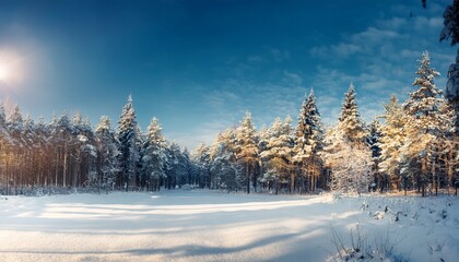 Wall Mural - sunny winter forest