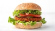 © Art by ChannaronG - Vegan Plant-Based Burger with Lettuce, Tomato, and Whole Grain Bun, Isolated on a White Background, High-Quality Alternative Food Stock Image showcasing a healthy meat-free alternative.