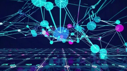 Wall Mural - seamless loop a stunning visual representation of a digital network with interconnected nodes and vi