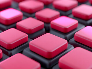 Wall Mural - pink and black 3d glowing cubes pattern