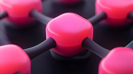 Wall Mural - pink and black glossy cubes network abstract 3d rendering