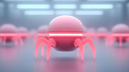 Wall Mural - pink cybernetic drone swarm in glowing tech environment