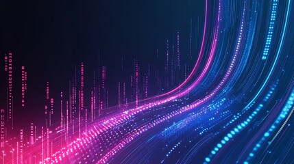 Dynamic Technology Backdrop with Flowing Data Streams and Binary Code
