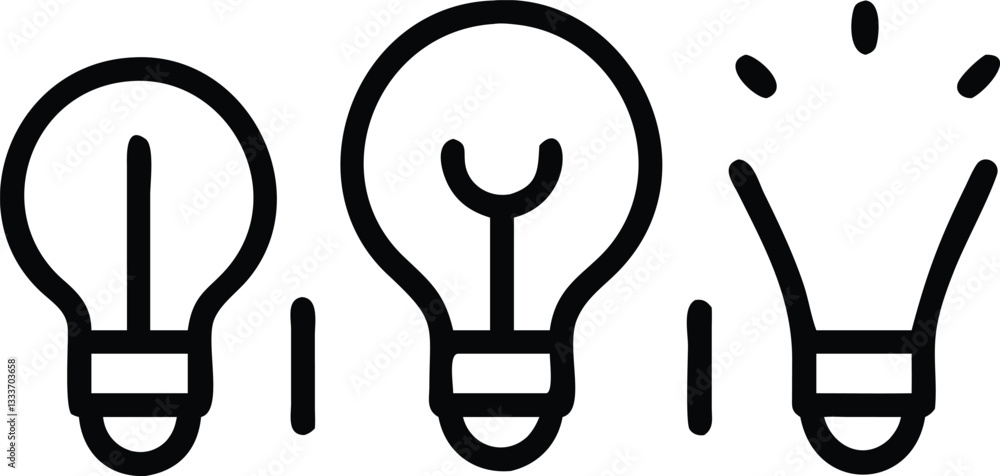 Editable Bulb Line Icons Premium Pack for UI Apps Stock Vector | Adobe ...