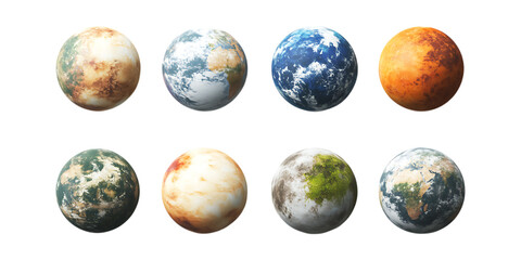  Pack Planet Set on Transparent Background for Astronomy, Science, and Space Designs
