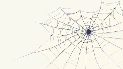 Close-up image of a spiderweb against a white background. The web is depicted with high detail, showcasing its intricate radial pattern and delicate lines.  The central point of the web shows a