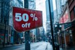 © Phuriphat - A red sign with a white number 50 on it