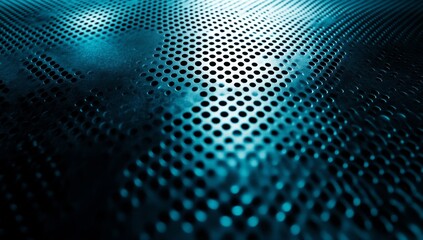 Wall Mural - abstract metal perforated surface with a gradient of teal and dark tones