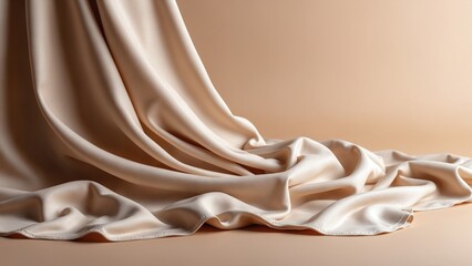 Fototapete - Elegant fabric drape with soft flowing folds in neutral tones creating a calm and serene studio background perfect for product shots fashion photography or 