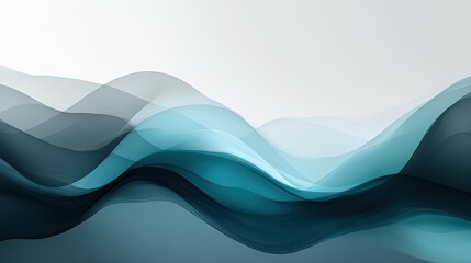 Wall Mural - A subtle header, adorned with an elegant illustration of flowing dark gray, teal blue, and light slate gray waves, seamlessly integrating into the overall design.