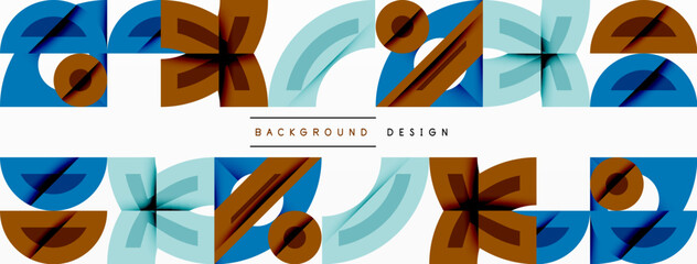 Aufkleber - Abstract geometric background shapes forming a modern, symmetrical pattern. Bold contrast, smooth gradients, dynamic composition, futuristic style