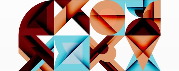 Poster - Minimal geometric abstract background. Circle square and triangle design