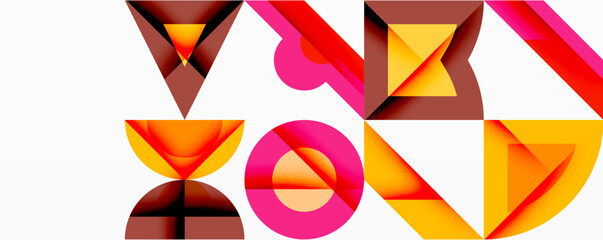 Leinwandbilder - Minimal geometric abstract background. Circle square and triangle design