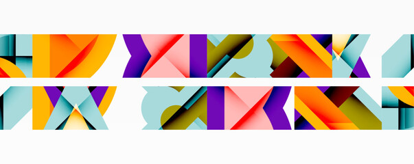 Leinwandbilder - Abstract geometric composition with interlocking circular and angular shapes, featuring smooth gradients and sharp contrasts on a white background