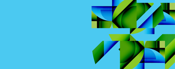 Leinwandbilder - Abstract geometric composition with interlocking circular and angular shapes, featuring smooth gradients and sharp contrasts on a white background